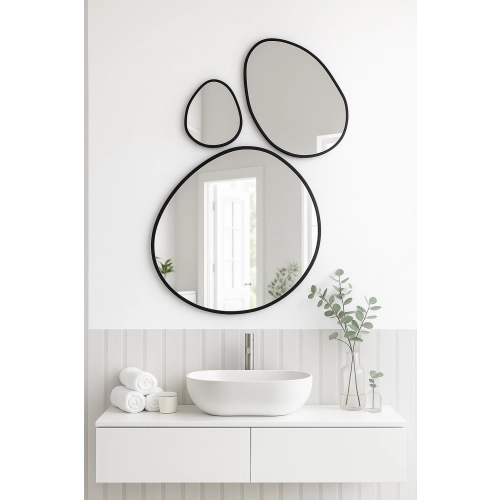 Zestaw trzech luster organicznych w ramie - OPALIT W RAMIE